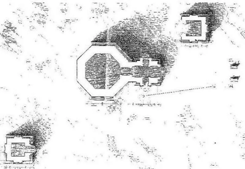 Floor plan of the Bang An tower area, drawn by Henri Parmentier in the early 20th century.