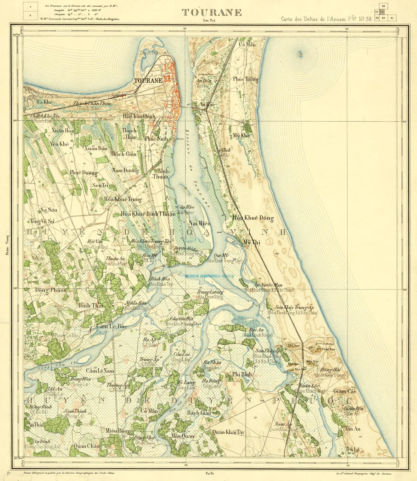 Bản đồ thành phố Tourane, tức Đà Nẵng, vẽ năm 1908.